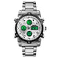 SKMEI Mens Wrist Watch, Waterproof Military Analog Digital Watches with LED Multi Time Chronograph, Stainless Steel Business Quartz Watches for Men