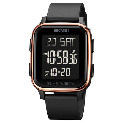 SKMEI Men's Digital Multifunction Watch Outdoor Casual Square 50M Waterproof Led Light Wristwatch