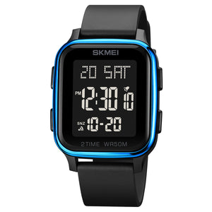 SKMEI Men's Digital Multifunction Watch Outdoor Casual Square 50M Waterproof Led Light Wristwatch