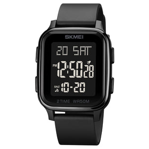 SKMEI Men's Digital Multifunction Watch Outdoor Casual Square 50M Waterproof Led Light Wristwatch