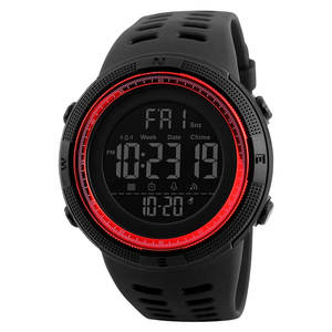 SKMEI Men's Watch, Waterproof Digital Sport Watch, Military Digital Watch Alarm Back Light Classic Watch, Red