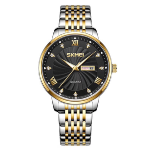 SKMEI Watch for Men Fashion Business Stainless Steel Waterproof Luminous Quartz Mens Watches, Auto Date