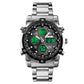 SKMEI Mens Wrist Watch, Waterproof Military Analog Digital Watches with LED Multi Time Chronograph, Stainless Steel Business Quartz Watches for Men