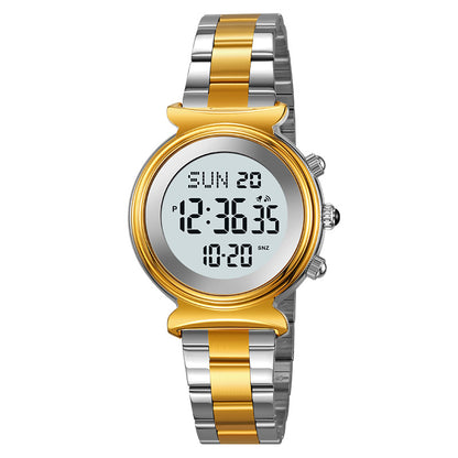 SKMEI Women Digital Watch Waterproof Dual Time Date LED Watch Ladies Business Wristwatch Stainless Steel Watch for Women