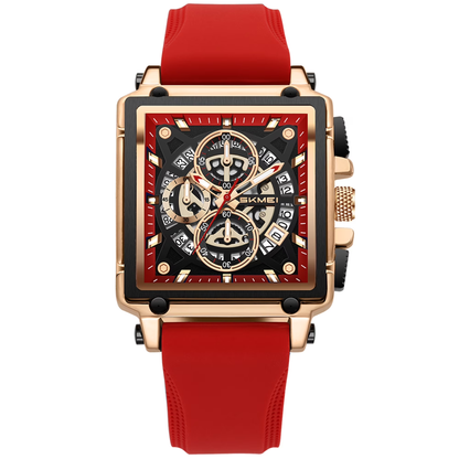 SKMEI Square Watches for Men Chronograph Fashion Business Quartz Watch Luminous Waterproof Casual Wrist Watches Auto Date