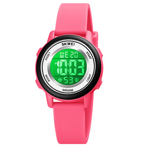 SKMEI Digital Watch, 50M Waterproof Sport Watch, Multifunction Luminous Watches Birthday Christmas Gifts for 5-7-10-12-Year-Old, Peach