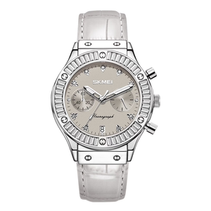 SKMEI Watch for Women Multifunctional Chronograph Watches Fashion Business Analog Quartz Stainless Steel Waterproof Luminous Ladies Wristwatch