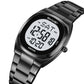 SKMEI Watches for Women Sport Digital Womens Watch Waterproof with Stainless Steel Strap Alarm Countdown Dual Time