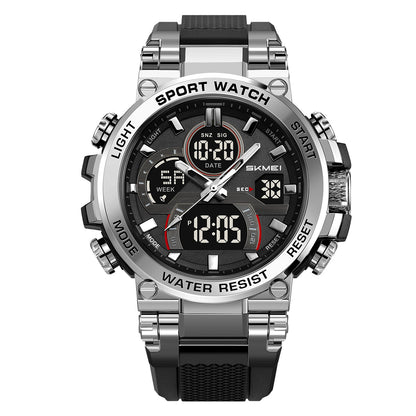 SKMEI Men's Watches Fashion Military Waterproof Big Face Digital Sport Watch with Dual Time Alarm LED Stopwatch