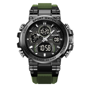 SKMEI Men's Watches Fashion Military Waterproof Big Face Digital Sport Watch with Dual Time Alarm LED Stopwatch