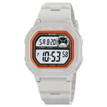 SKMEI Mens Digital Watch Square Sports Military Watches Waterproof Outdoor Chronograph Wrist Watches for Men with Dual Time/LED Back Ligh/Alarm