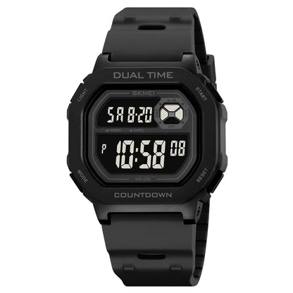 SKMEI Mens Digital Watch Square Sports Military Watches Waterproof Outdoor Chronograph Wrist Watches for Men with Dual Time/LED Back Ligh/Alarm