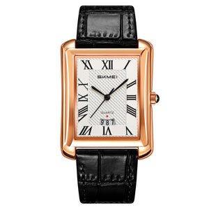 SKMEI Retro Classic Square Watches for Men Quartz Analog Waterproof Watch Leather Business Casual Mens Wrist Watch