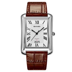 SKMEI Retro Classic Square Watches for Men Quartz Analog Waterproof Watch Leather Business Casual Mens Wrist Watch