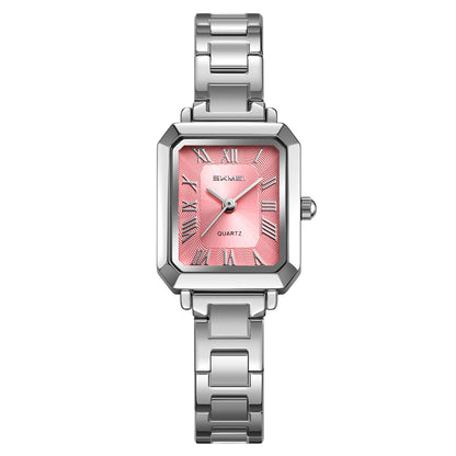 SKMEI Watches for Women Rectangular Ladies Quartz Watch Elegant Dainty Stainless Steel Womens Small Watch
