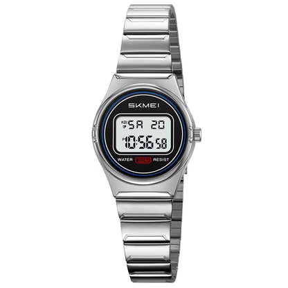 SKMEI Watches for Women Sport Digital Womens Watch Fashion Ladies Waterproof Stainless Steel Wristwatch with Alarm LED Back Light