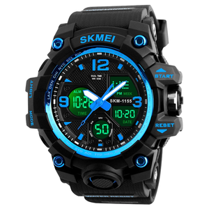 SKMEI Men's Wrist Watch,Large Face Military Waterproof Watches for Men with Stopwatch Alarm LED Back Light Sports Watch, Blue