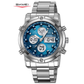 SKMEI Mens Wrist Watch, Waterproof Military Analog Digital Watches with LED Multi Time Chronograph, Stainless Steel Business Quartz Watches for Men