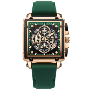 SKMEI Square Watches for Men Chronograph Fashion Business Quartz Watch Luminous Waterproof Casual Wrist Watches Auto Date