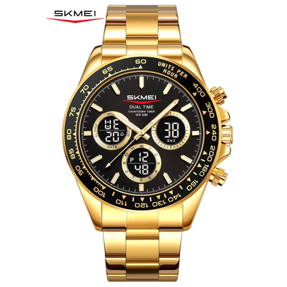 SKMEI Mens Digital Watch Sports Military Waterproof Wristwatch Outdoor Chronograph Watches for Men Backlight Alarm Business Watch,Stainless Steel Watch Band