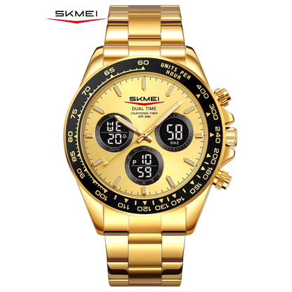 SKMEI Mens Digital Watch Sports Military Waterproof Wristwatch Outdoor Chronograph Watches for Men Backlight Alarm Business Watch,Stainless Steel Watch Band