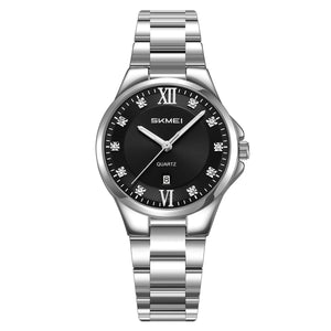 SKMEI Watches for Women Easy Read Waterproof Ladies Watch Analog Quartz Stainless Steel Date Womens Wristwatch Gift
