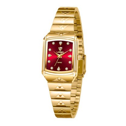 LIEBIG Small Gold Watches for Women Analog Quartz Waterproof Ladies Watch Fashion Dress Rectangular Womens Wrist Watch