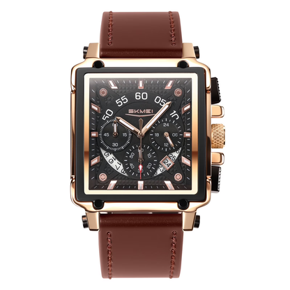 SKMEI Square Watches for Men Chronograph Fashion Business Quartz Watch Luminous Waterproof Casual Wrist Watches Auto Date